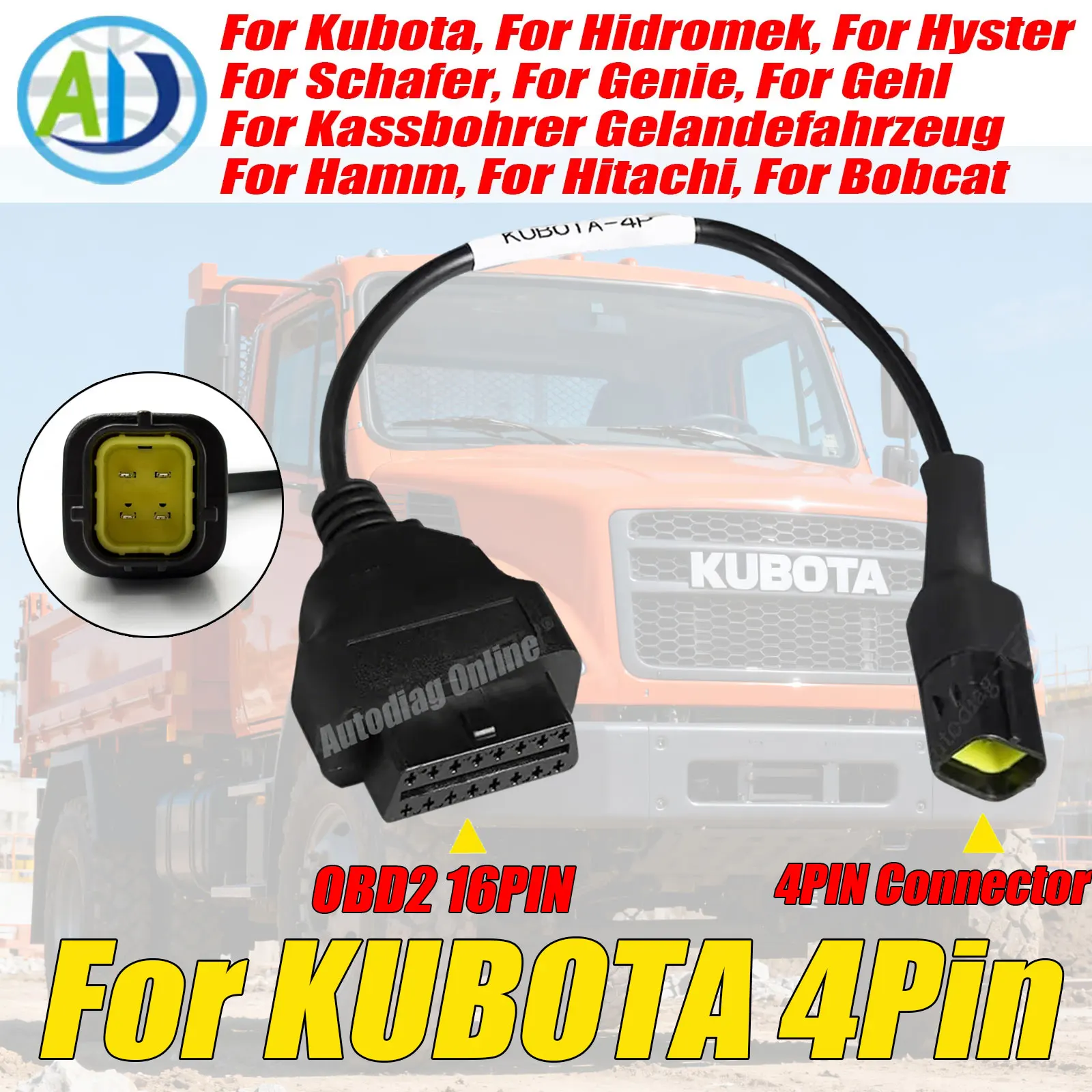 

For Kubota 4Pin OBD2 Diagnostic Cable Diagmaster Scanner For Python Interface Kubota Takeuchi OBDII Diagnostic Cable For KUBOTA