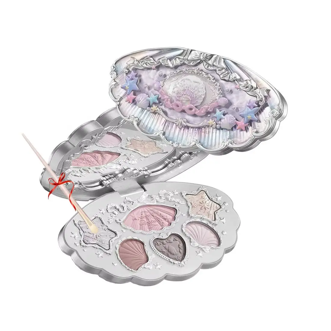 Flower Knows Shell's Jewel 6-Farben-Make-up-Palette, matt schimmernd, hochpigmentierte, langlebige Meerjungfrau-Lidschatten-Palette