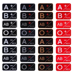 4 Colors Optional Blood Types Rubber Patch A B O Pos Neg Morale Badges Tactical Hook Loop Patches for Medical Purpose Wholesale