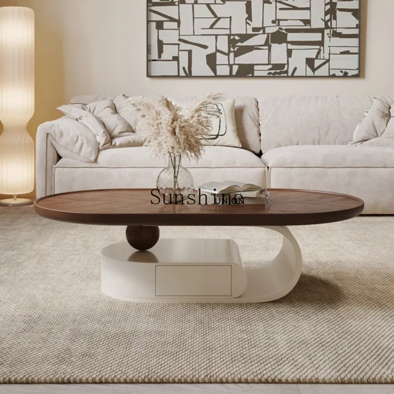 Cream style coffee table living room solid wood creative medium ancient style modern simple cabinet