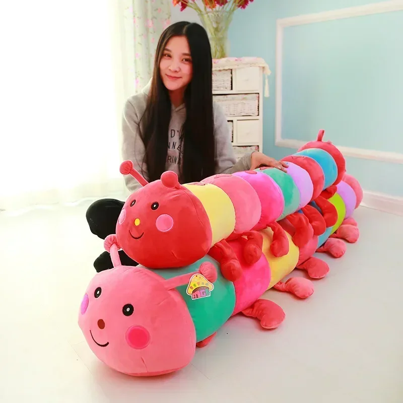 50 ~ 190cm colorido catoon oruga muñeco de peluche suave y cómodo almohada de insectos gusano de algodón modelo de insecto sofá cojín de coche regalo para niños