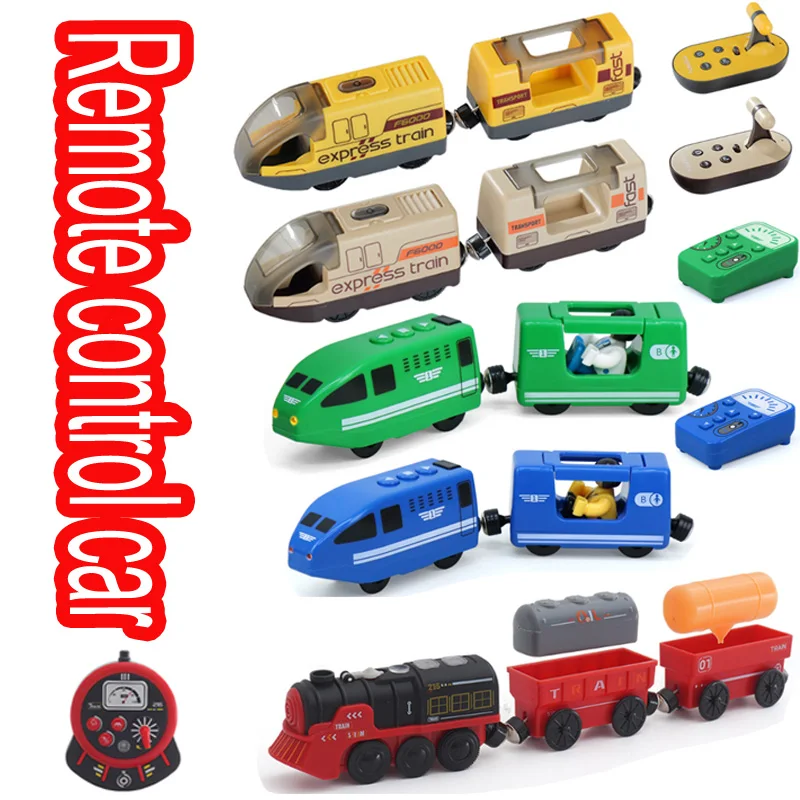 Nuovo set di treni elettrici Giocattoli da pista in legno Giocattoli da treno magnetici compatibili con tutte le marche Ferrovie in legno Regalo per ragazzi e ragazze