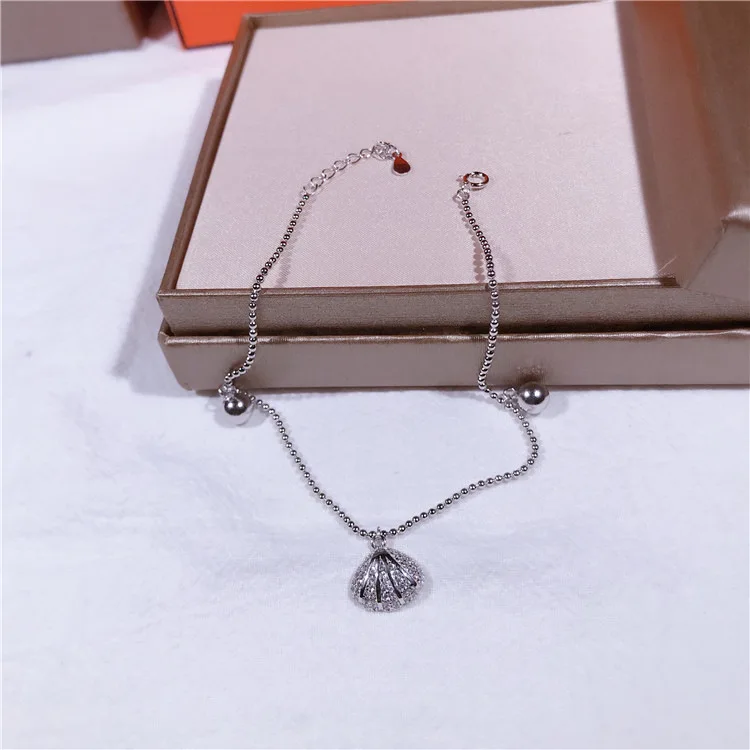 Simple Designer Fashion Cute Shell Pendant Anklet Real 925 Sterling Silver Women Ankle Bracelet