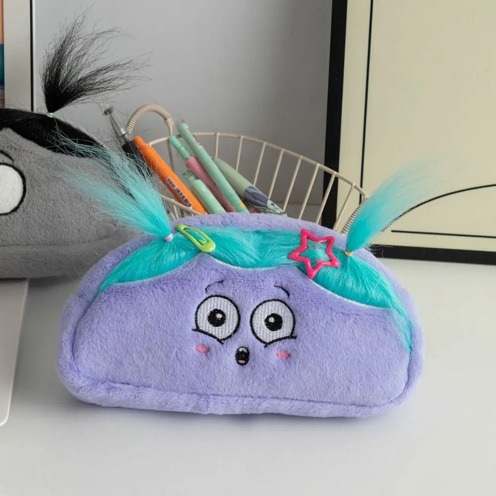 

Novelty Plush Doll Plush Pencil Bag Stuffed Cute Design Cartoon Pen Bag Diy Hairstyle Stationery Bag Makeup Storage