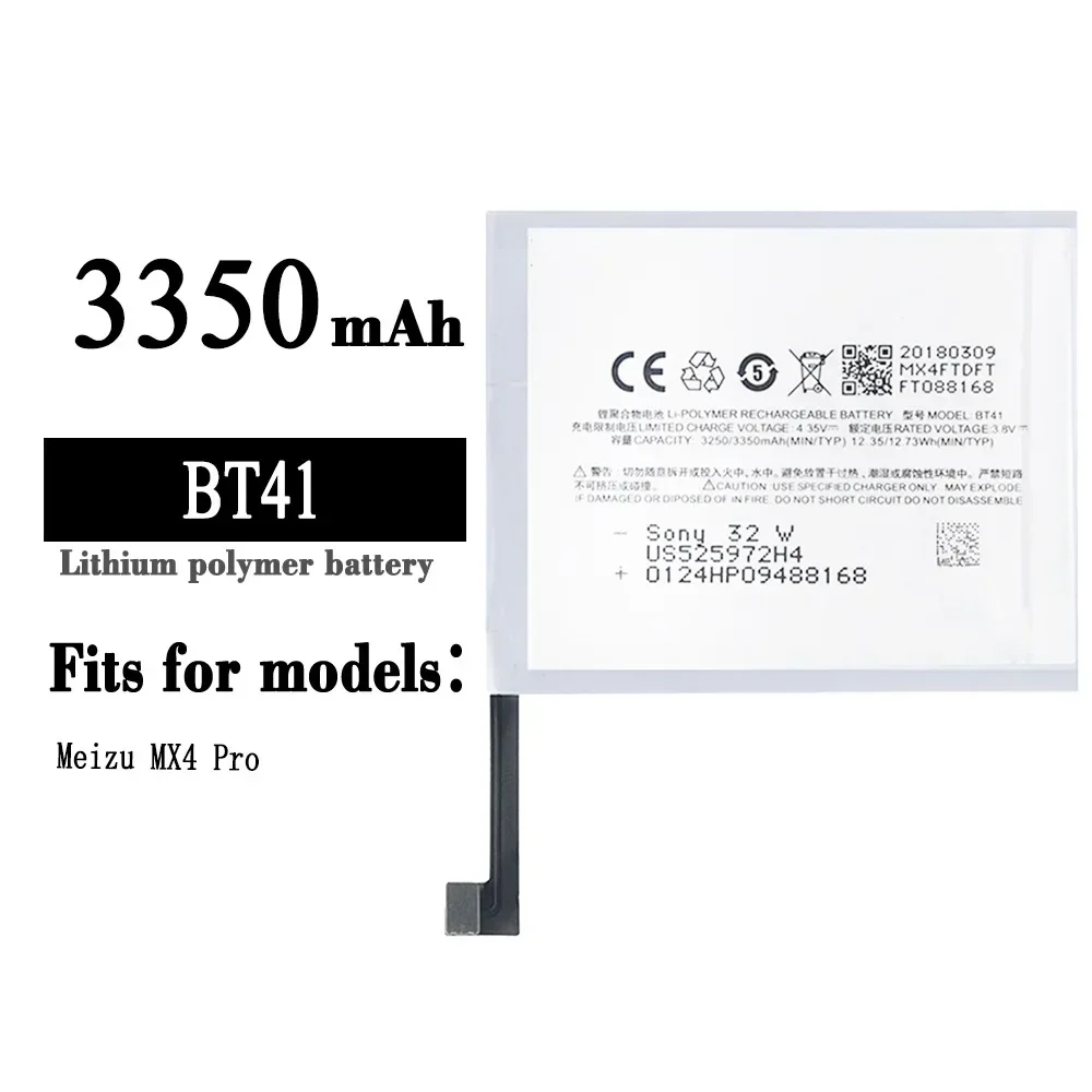 

BT41 Replacement Battery For Meizu MX4 Pro BT-41 3350mAh High Quality Phone Large Capacity New Li-ion Internal Bateria