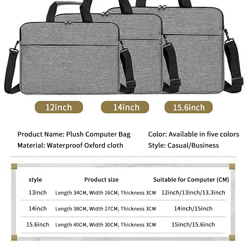 Сумки для ноутбуков, чехол для ноутбука и планшета 13-15,6 дюймов, плечевой ремень, прочная водоотталкивающая ткань, деловая повседневная школа