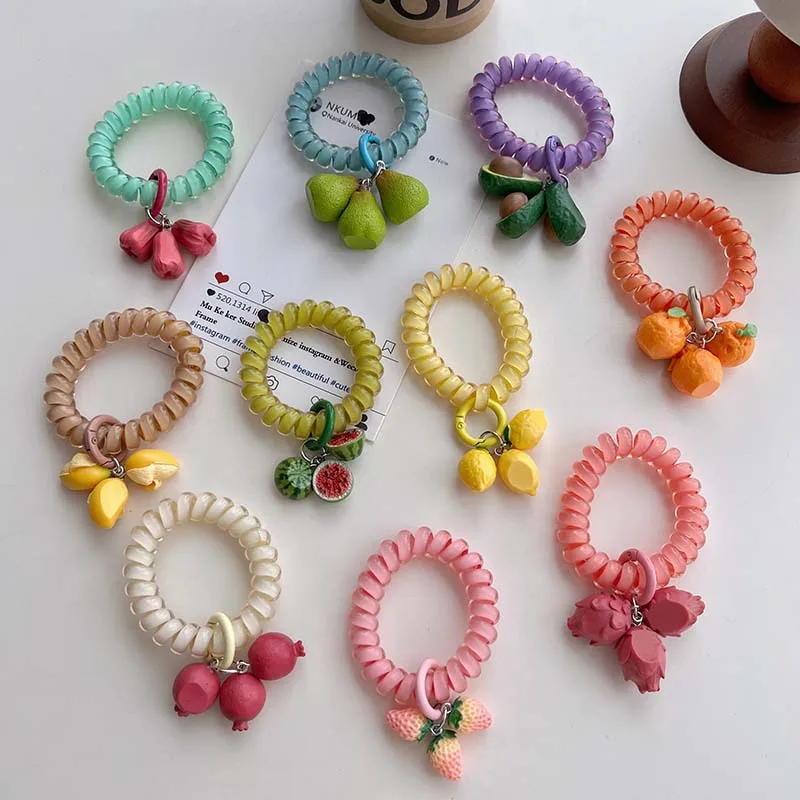 Women's Spring And Summer Colorful Fruit Phone Line Headband Korean Style Fashion Harajuku Durable And High Elasticity Headband