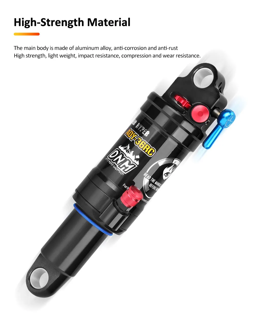 AOY-36RC Bicycle Shock Absorber 165mm 190mm 200mm XC Soft Tail Aluminum Air Suspension Mountain Bike MTB Rear Shock Absorber