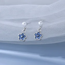 925 Silver Flower Stud Earrings Women Style Cute Sweet Jewelry Accessories Simple Fashion Jewelry Accessories