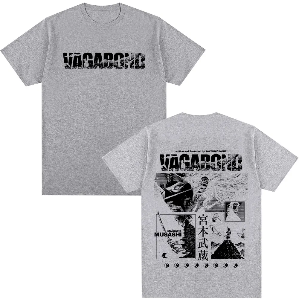 Anime Vagabond Miyamoto Musashi Manga T-Shirts Männer Frauen Kleidung Sommer Casual Baumwolle Kurzarm Übergroßes T-Shirt Streetwear – Detail 6