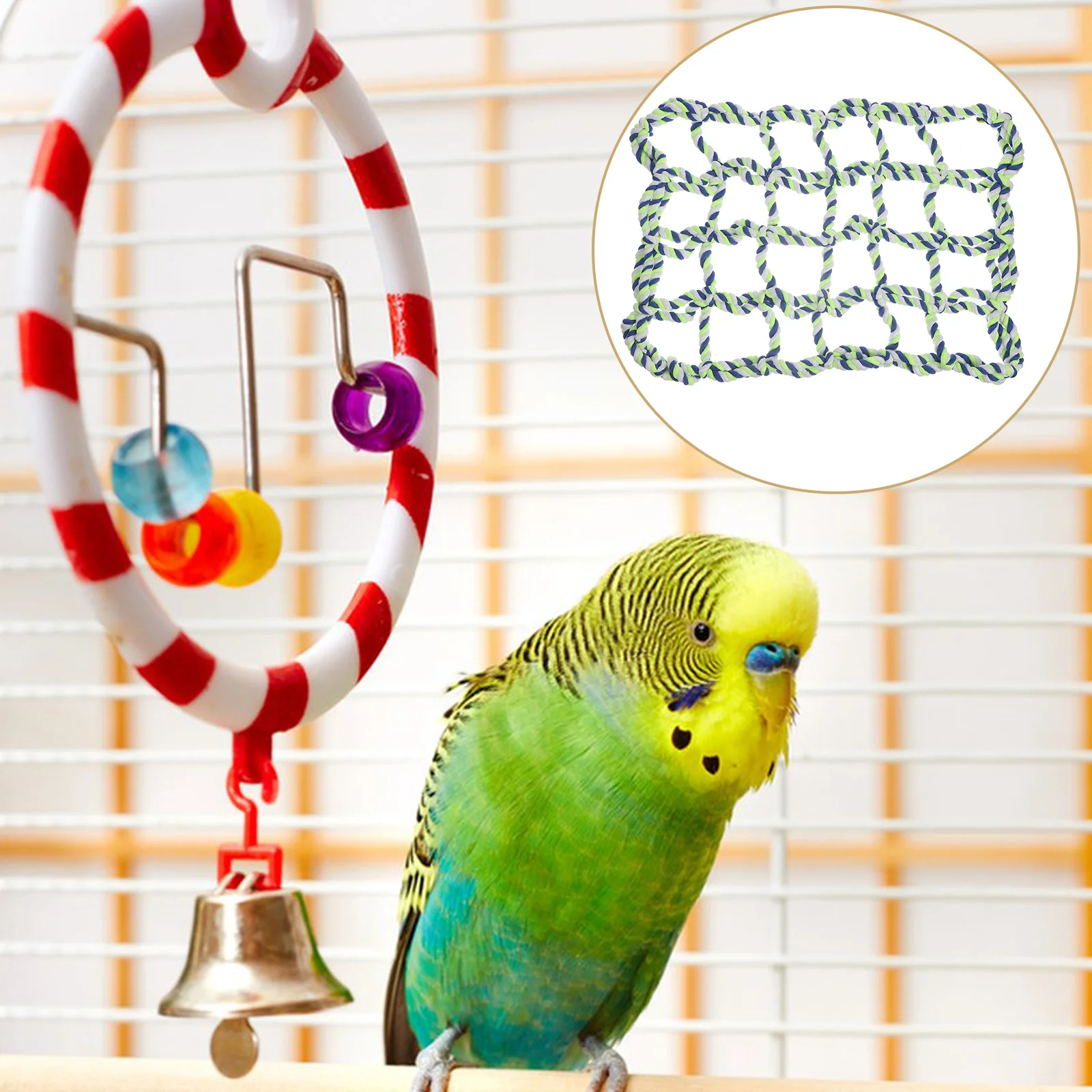 

Colorful Climbing Net For Hamster Rat Ferret Parrot 4 Metal Buckles Hammock Woven Cotton Rope Animal Activity Squirrel Bird Nest