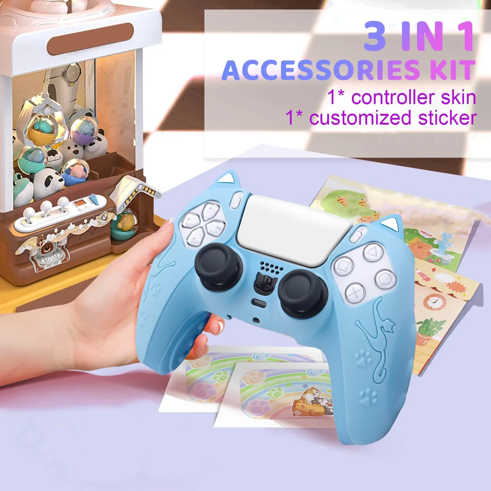 

Cute Cat Anti-fall Anti-Slip Silicone Protective Skin Cover Case For PlayStation 5 PS5 Controller Game Joysticks Protector Shell