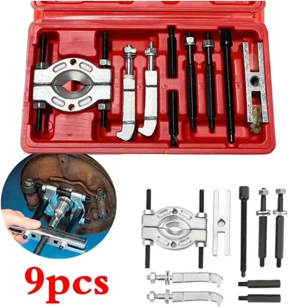 

9Pcs Bearing Puller Set Heavy Duty Steel Pinion Wheel Bearing Separator Kit With Jaws Wheel Hub Axle Puller Extractor Kit