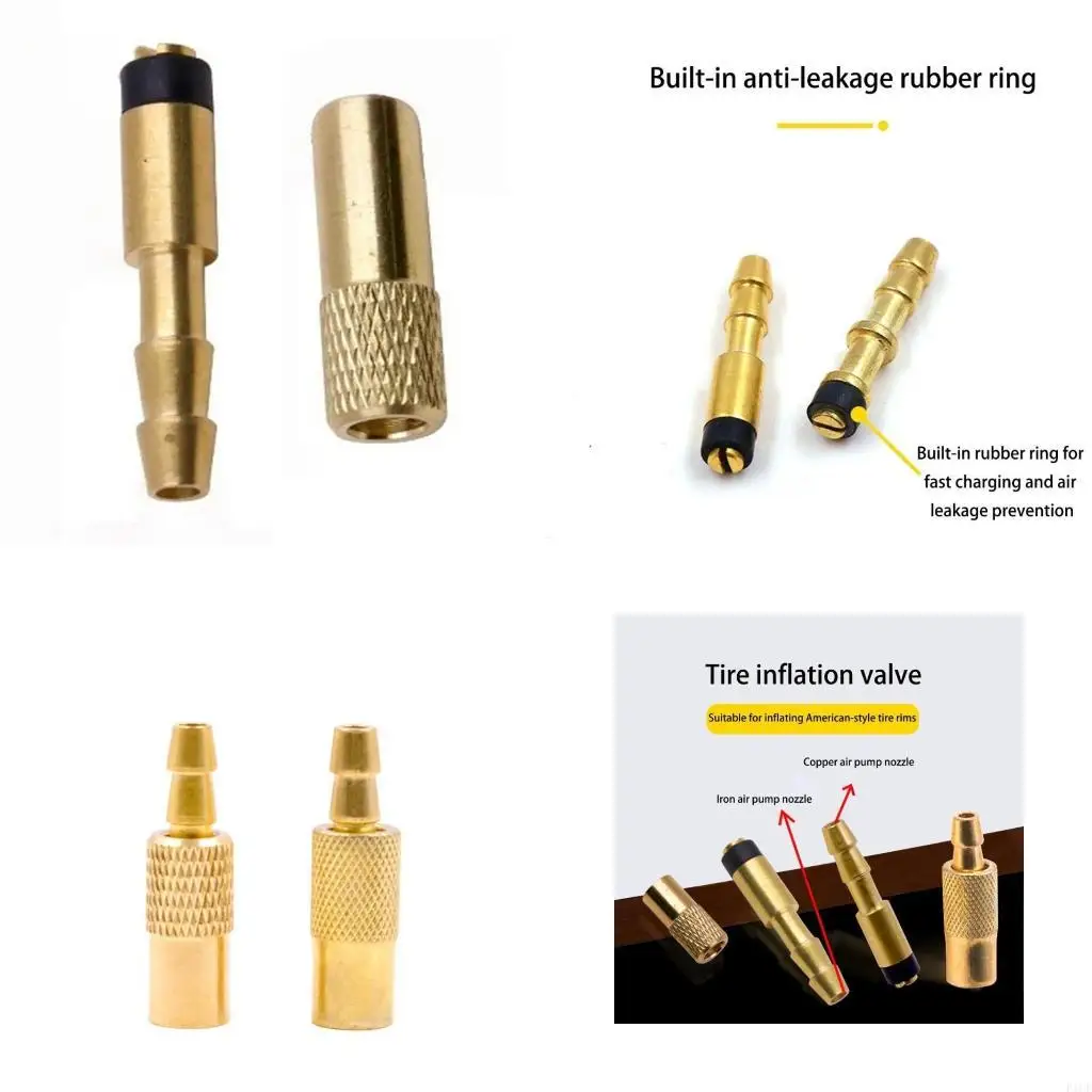 F1CF Brass Tire Inflation Nozzle With Sealed Gasket For Car Motorcycle Bicycles Tubes