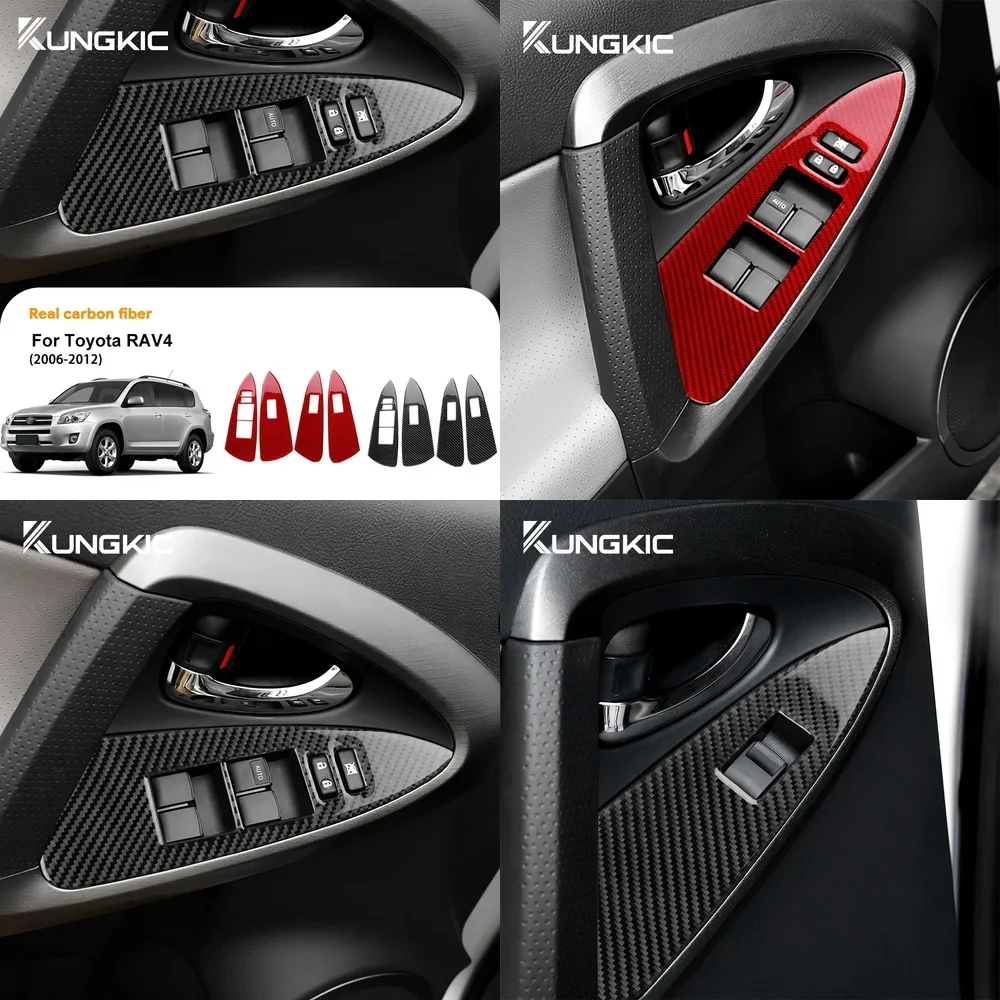 

Soft Carbon Fiber Interior Trim Sticker for Toyota RAV4 2006 2012 Car Door Window Panel Universal Fit LHD RHD Real Look Decal