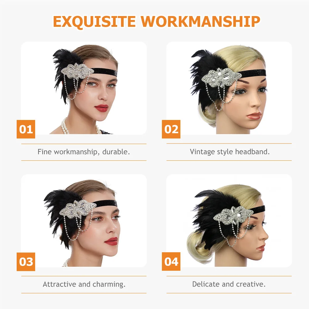 

Women's 1920S Headband with Rhinestones Tassel Hair Accessory for Wedding Party Prom Roaring 20S Costume Elegant Retro