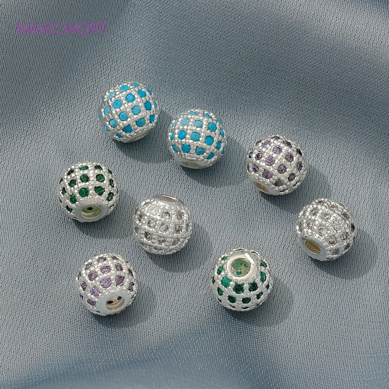 18K Gold Plated Brass Spacer Beads with Zircon Round Loose Beads,Separators For Beads,Beads For Bracelet,DIY Jewelry Findings image 3