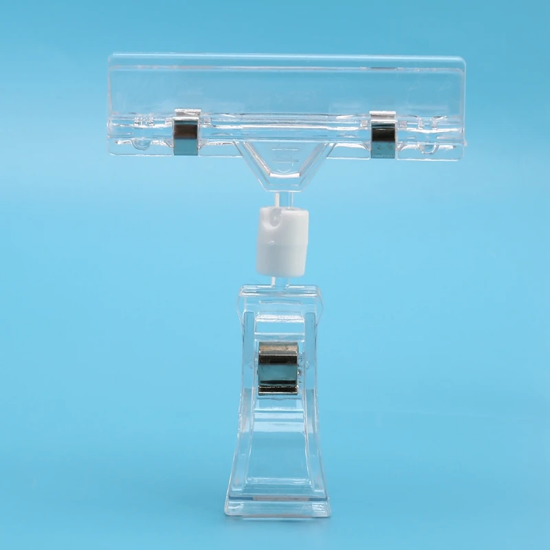 

Practical-25 Pack Plastic Merchandise Sign Clip Rotatable Clip-On Holder Display Clip Holder Stand Price Display Holders,Clear