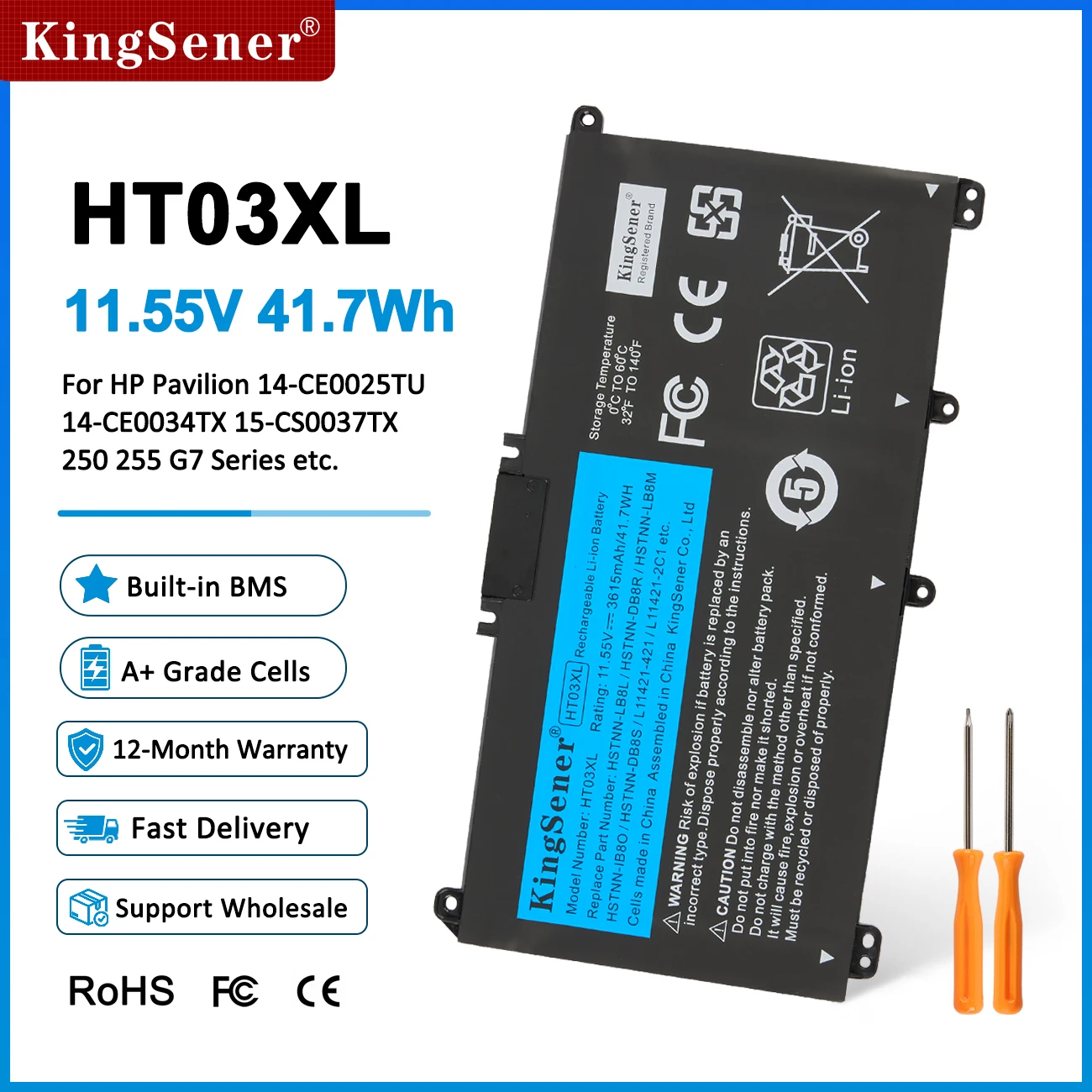 KingSener HT03XL Battery For Pavilion HP 14-CE0025TU 14-CE0034TX 15-CS0037T 250 255 G7 HSTNN-LB8L L11421-421 HSTNN-LB8M/DB8R
