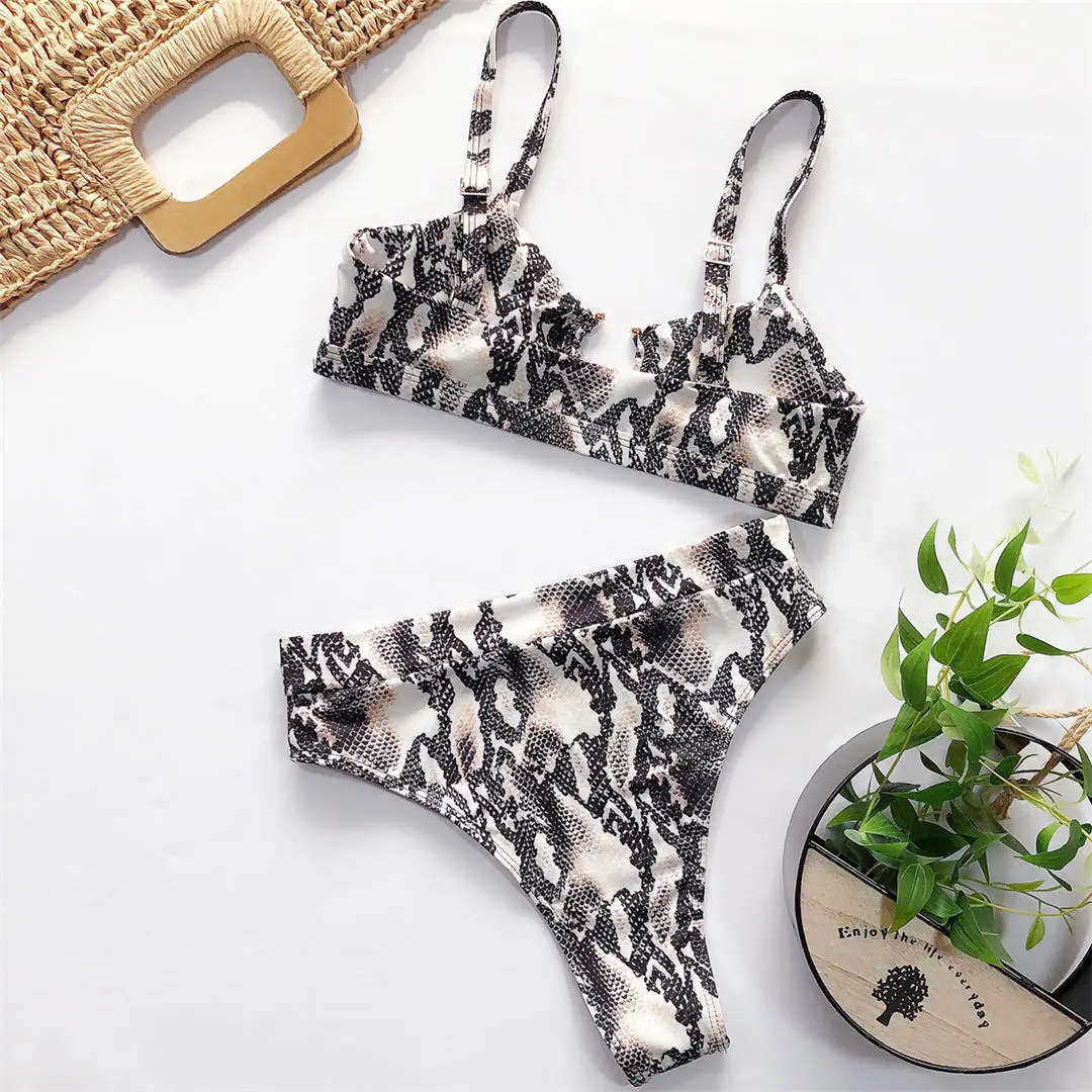 NEUER Leoparden-Badeanzug, hochtaillierter Bikini, Damen-Badebekleidung, zweiteiliges Bikini-Set, Badeanzug mit Schlangenmuster, Badebekleidung, V1712 – Detail 22
