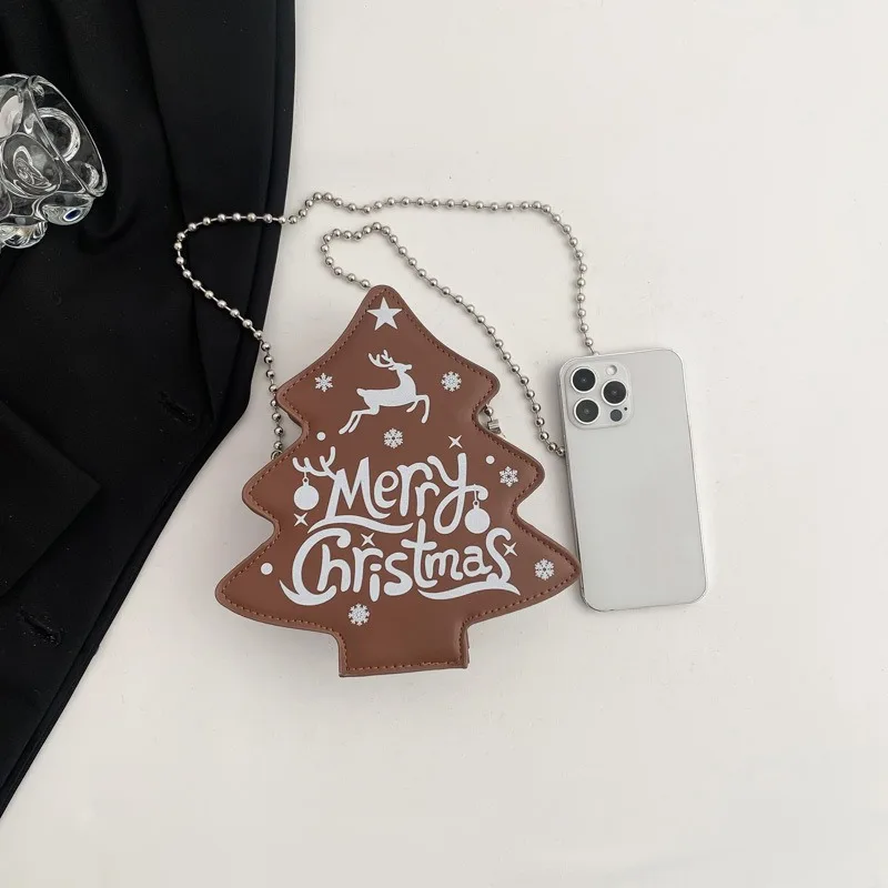 Neue personalisierte Weihnachtsbaumtasche in trendiger, vielseitiger Umhängetasche mit Kette, Umhängetasche, speziell geformte Brieftasche