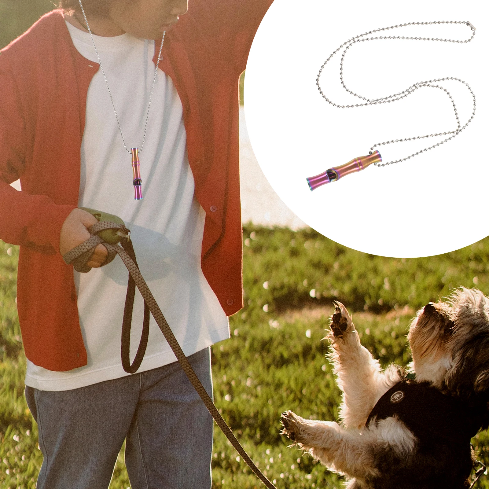 

Stainless Steel Dog Training Portable Silent Whistle For Bark Control Outdoor Use With Chain Camping Supply Multipurpose