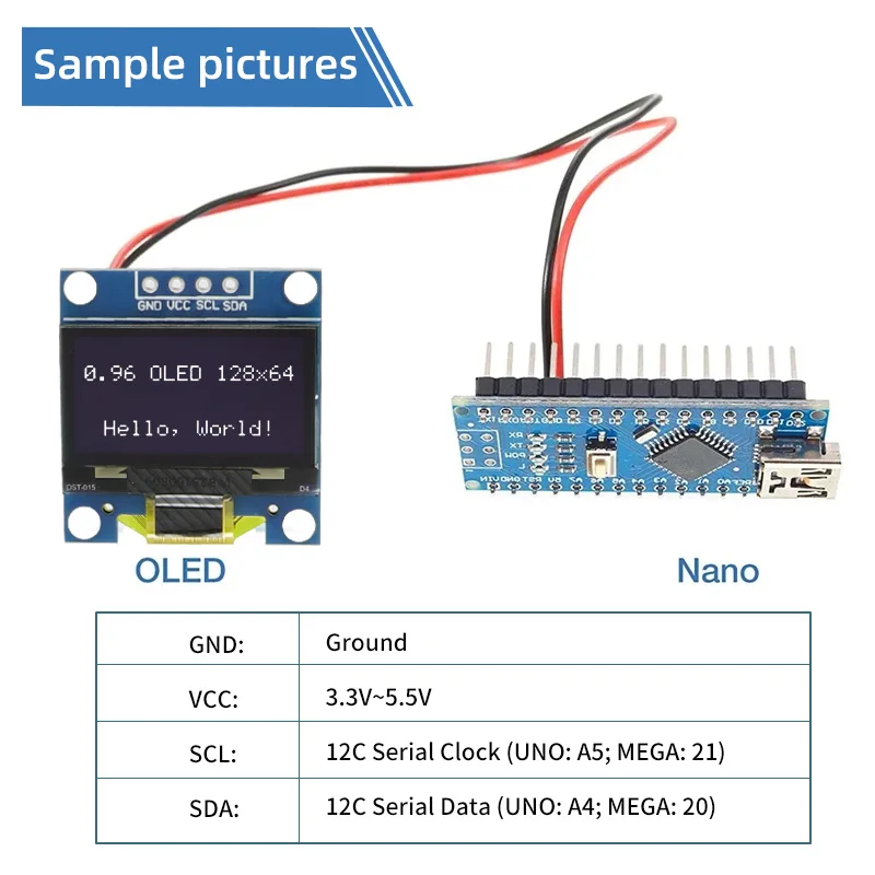 1-10PCS 0.96 Inch OLED Display Module I2C IIC SPI Serial 128X64 SSD1306 LCD 3.3-5V 4 Pin White/Blue/Yellow Blue for Arduino XCW image 4
