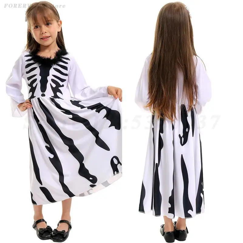 

Kids Girls Scary Zombie Cosplay Costumes Halloween Carnival Party Fancy Dress Children's Day School Stage Performance Clothing