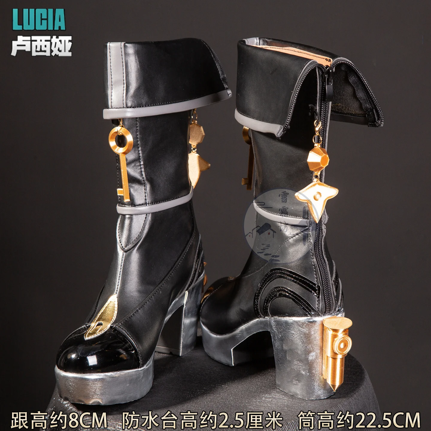 ゼンレスゾーンゼロ ルシア・エロウェン コスプレ靴 黒ブーツ 3D アクセサリー カスタマイズされた女性ハロウィンパーティーカーニバルロールプレイ靴