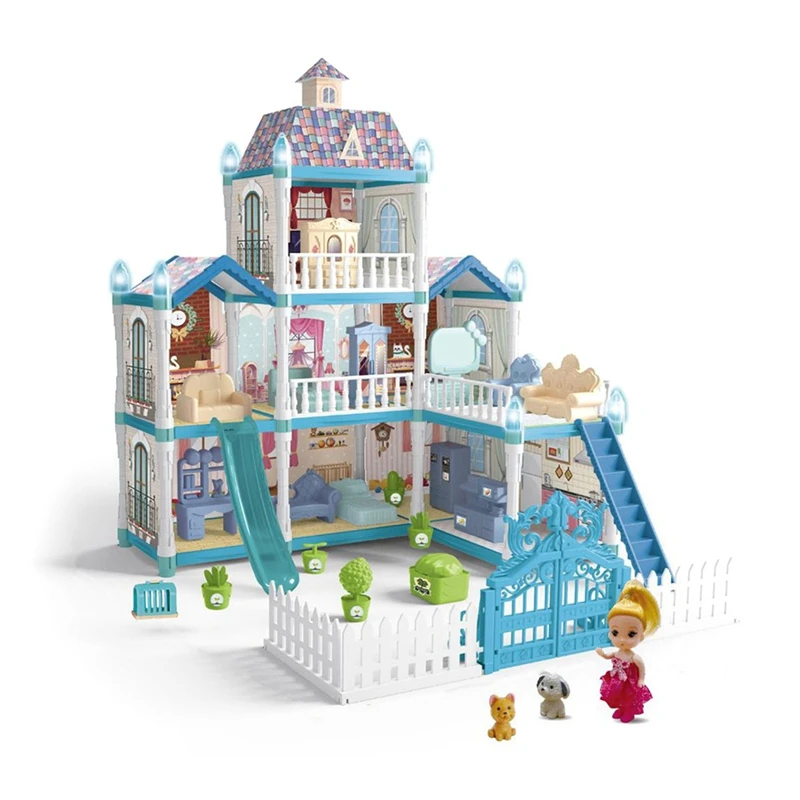 Play House Doll Children's House Villa House Girl Princess Gift Box Castle Toy DIY Game Gift