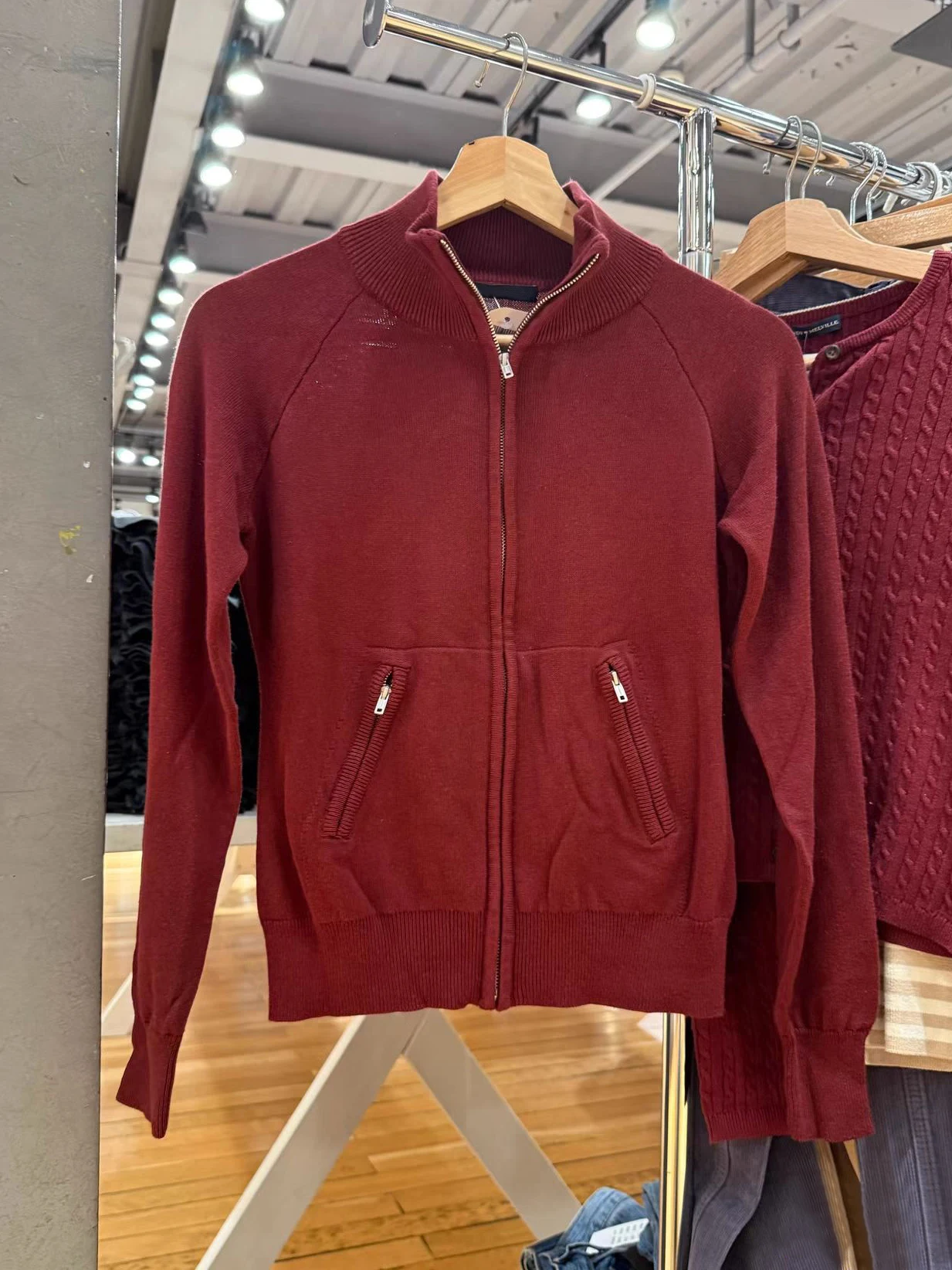 

Винтажный бордовый тонкий свитер на молнии, кардиган, женский хлопковое пальто с воротником-стойкой и длинными рукавами, трикотаж, повседневные свитера в консервативном стиле