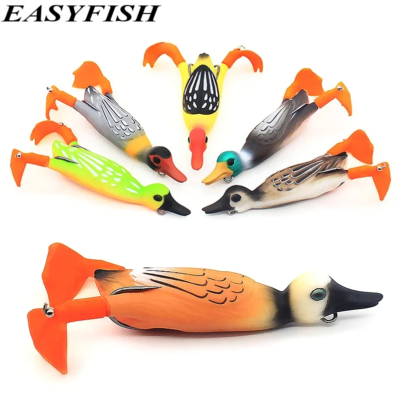 9.5cm 11g 1PCS Spinning Duck Surface Tractor Double Screw Legs Simulation Lua Surface Tethered Soft Baits Floating Thunder Frogs