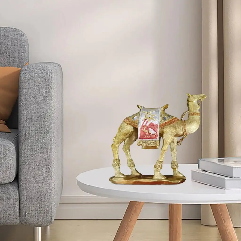 Camel Figurine Collectible Resin Animal Statue for Office Cabinet Home Decor