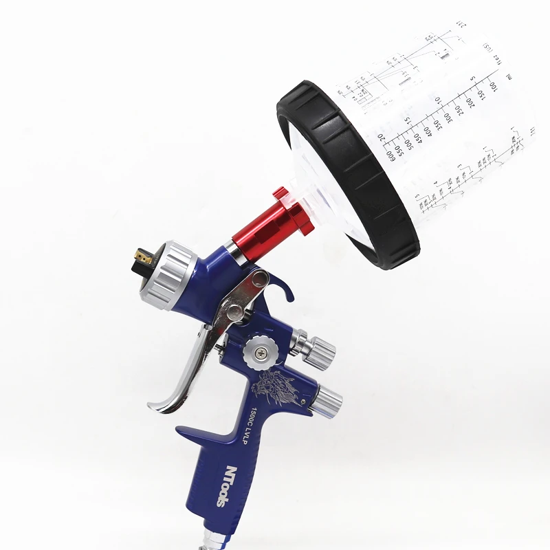 

LVLP Spray Gun 1.3 and 1.7mm Nozzle 600cc Gravity Feed With Mixing No Clean Disposable Measuring Type H/O Quick Cup