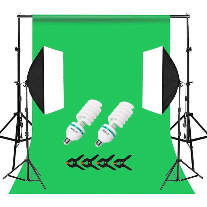 

Photography Softbox Lighting Kit Photo Studio Equipment with E27 Socket 5500K Bulb for Video Shooting, Weddings, Live Streaming