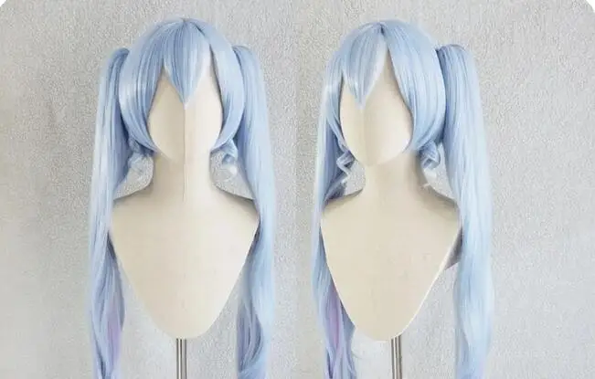 

Winter Miku Blue Purple Pink White 120cm Long Curly Synthetic Cosplay Wigs Hair Removable Ponytails