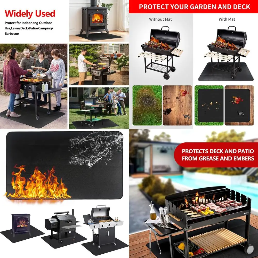 

65 x 48 Fire-Resistant BBQ Mats for Outdoor Grills - Waterproof, Oil-Proof Pads for Decks, Patios, and Lawns