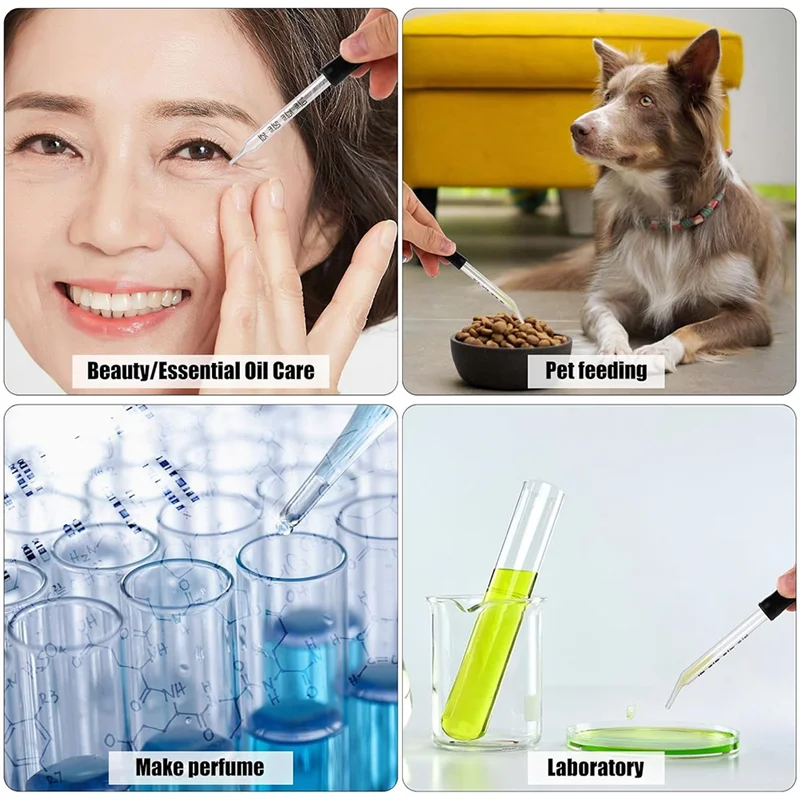 뜨거운 판매 2Pcs 1Ml 눈 Dropper, 측정이있는 유리 피펫 구부러진 & 직선 팁 Eyedropper 교정 액체 Dropper