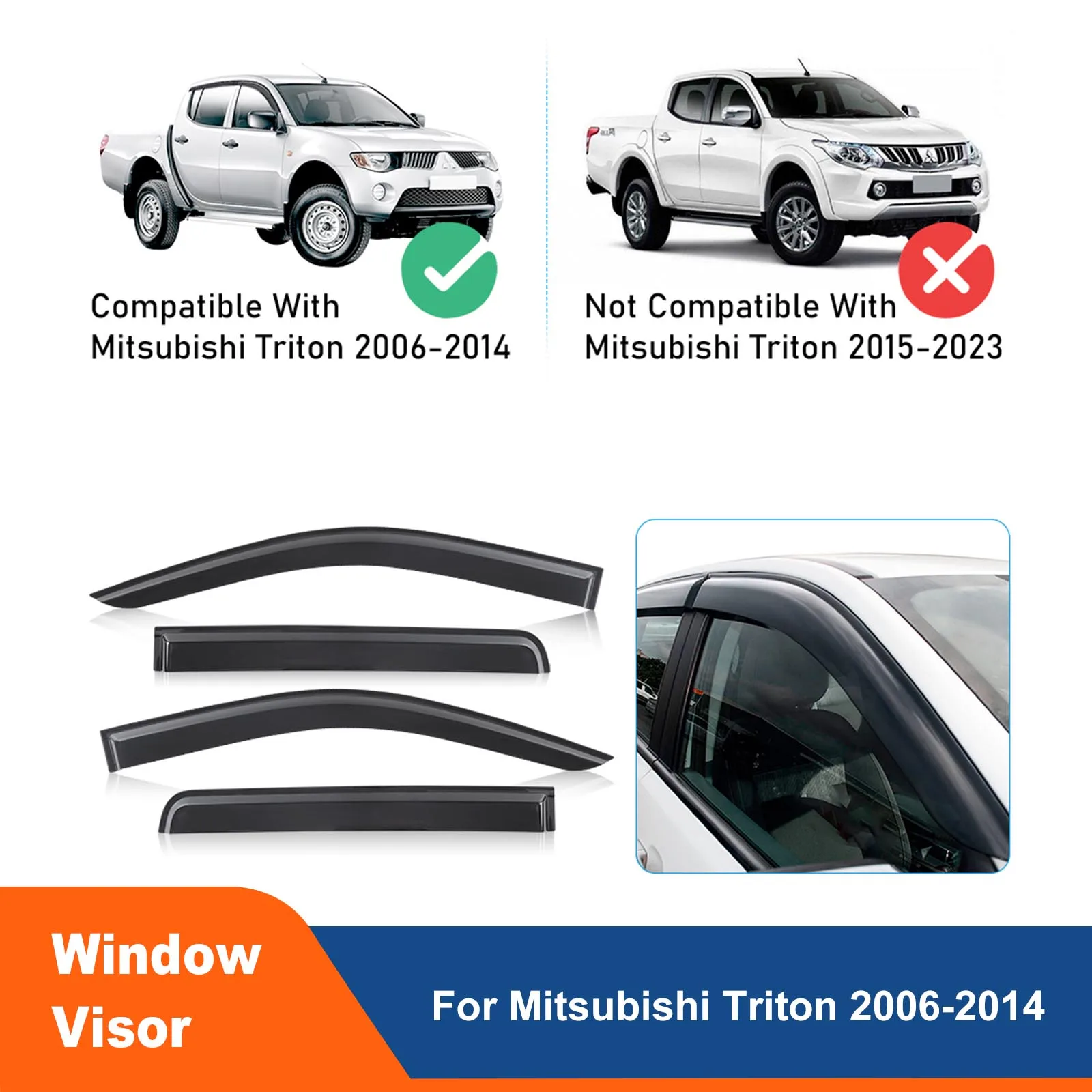 

Weather Shiled Wind Deflector Sun Rain Guard Window Visor For Mitsubishi Triton 2006-2014 Dual Cab Double Cabin Accessories