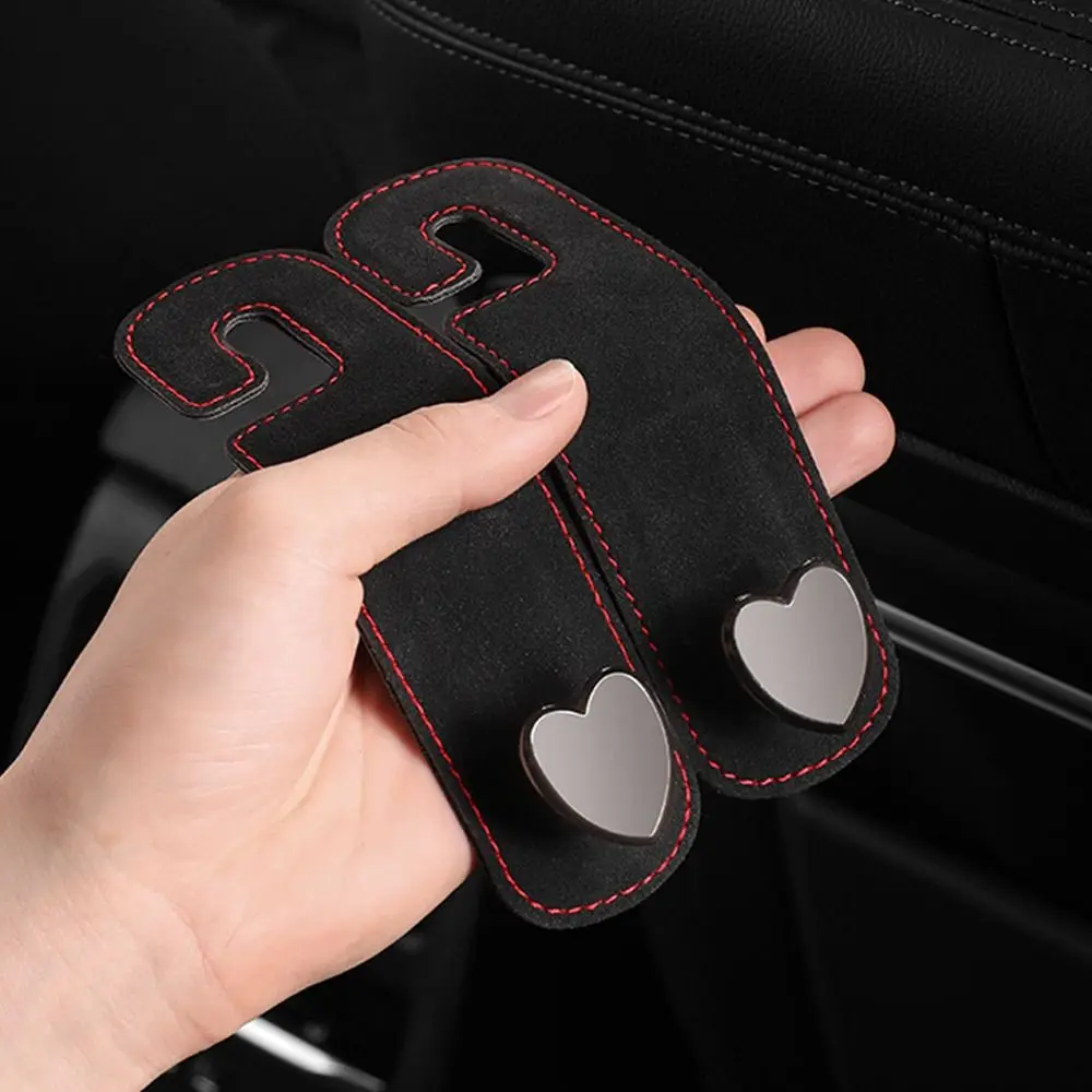 2pcs Hidden Car Seat Headrest Hook Suede Strong load-bearing Car Hanger Hook Flip Foldable Hanging