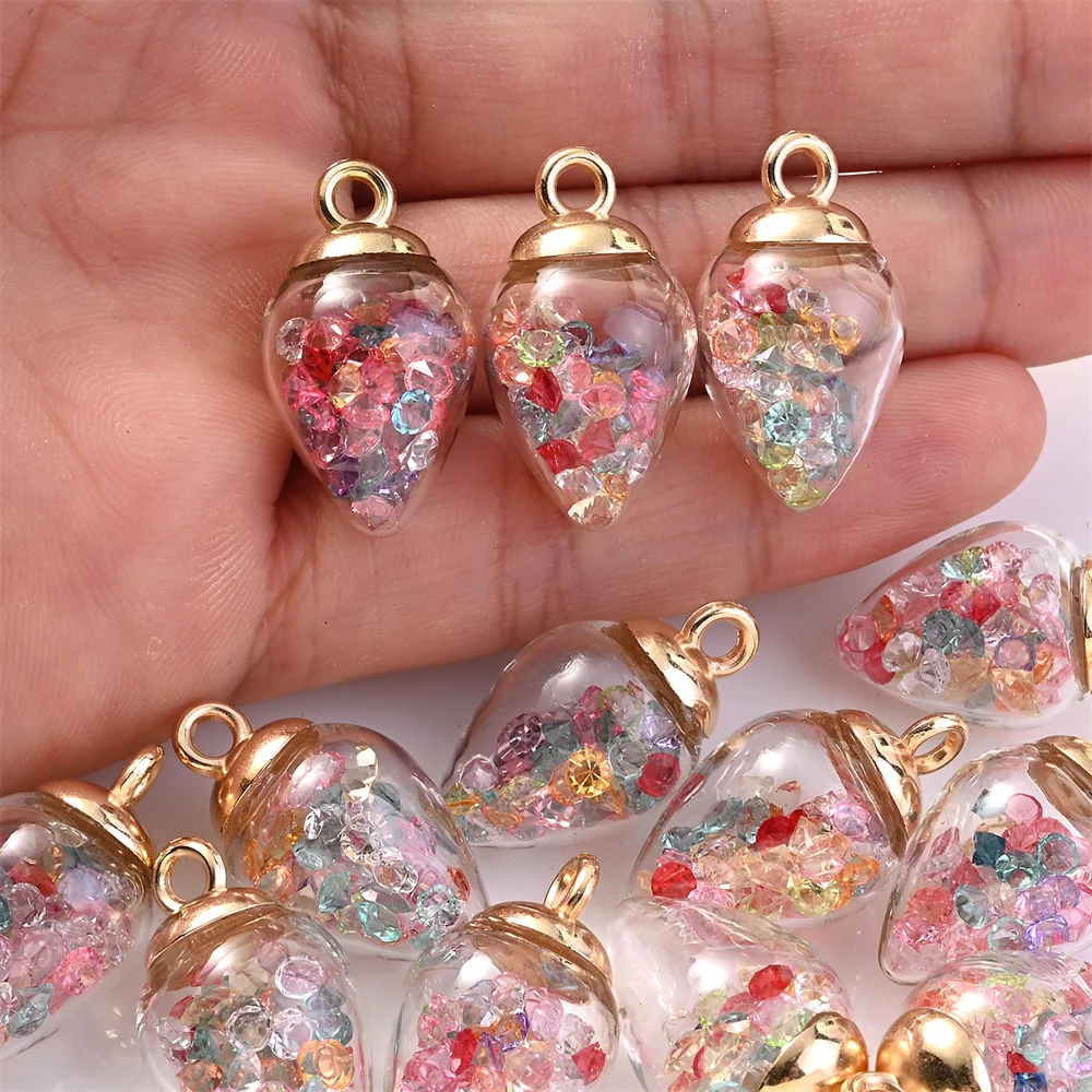 10pcs/lot Colorful Transparent Glass Ball Broken Pendant Handmade For DIY Earrings Necklace Accessories