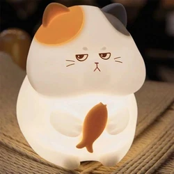 Greedy Cat Night Light USB Rechargeable Warm and RGB Nursery Sleeping Lamp Kawaii Cordless Night Lights For Kids Room Decor