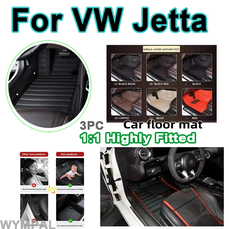 

Luxury Auto Car Floor Mats For VW Jetta Bora A4 1999~2004 Rug Carpet Interior Parts Pad Leather Mat Car Accessories full set
