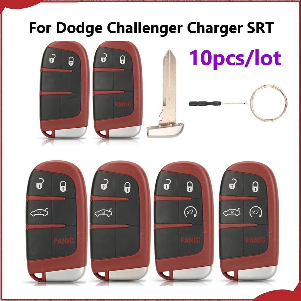 Jingyuqin New 10pcs 2/3/4/5BTN Car Smart Key Case Shell For Dodge Challenger Charger SRT Dart Durango Jeep Chrysler 300