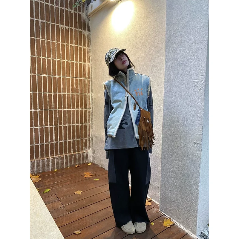 

Vests Waistcoats Thick Womens Woman Autumn Tweed Buttoned Academia Plaids Stylish Preppy School Versatile Youthful Layered Retro