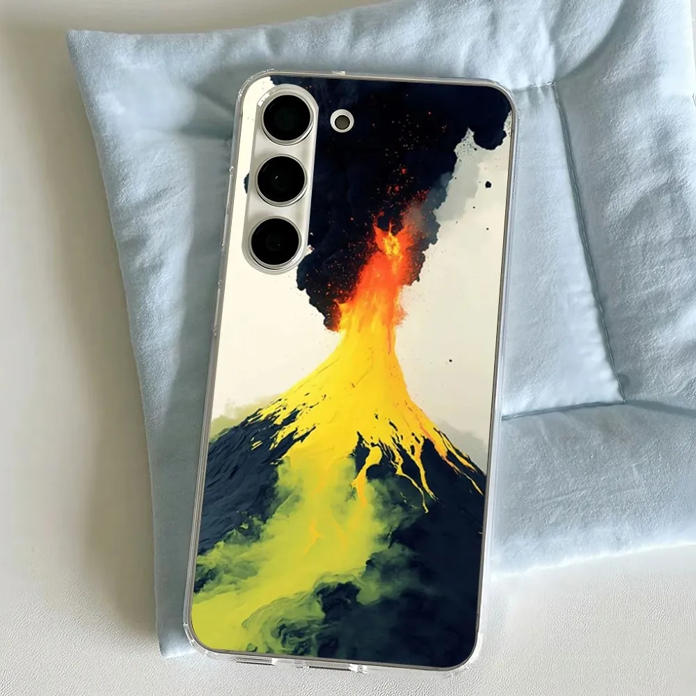 Volcanic Eruption Phone Case For Samsung Galaxy A52 A12 A51 S21 Edge S22ULTRA S23 S20LITE Plus Ultra Transparent Cover