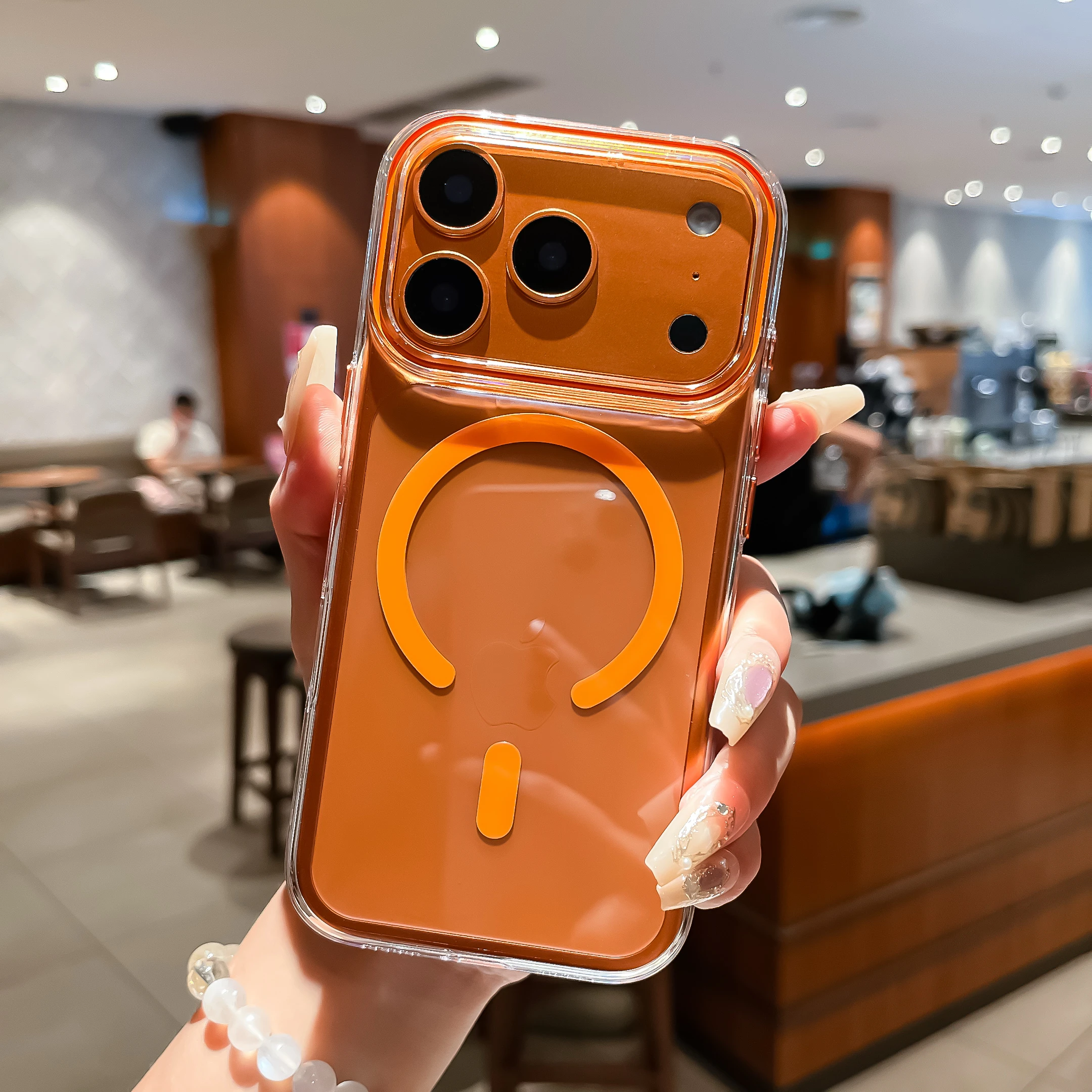 Funda de teléfono magnética transparente de lujo para IPhone 17 16 15 14 Plus 13 12 Pro Max funda protectora simple antideslizante a prueba de golpes