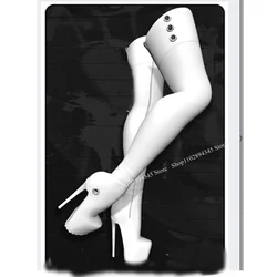 White Matte Platform Rivet Boots Thin High Heel Pointed Toe Fashion Sexy Cool 2024 Winter Big Size Woman Shoes Zapatillas Mujer
