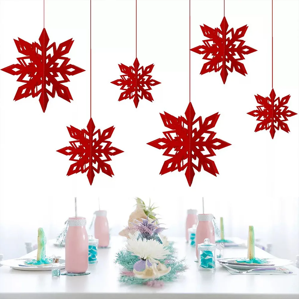

3D Artificial Snowflakes Paper Garland Christmas Banner Fake Snow Winter Party Decoration for Home, New Year &Birthday Ornaments