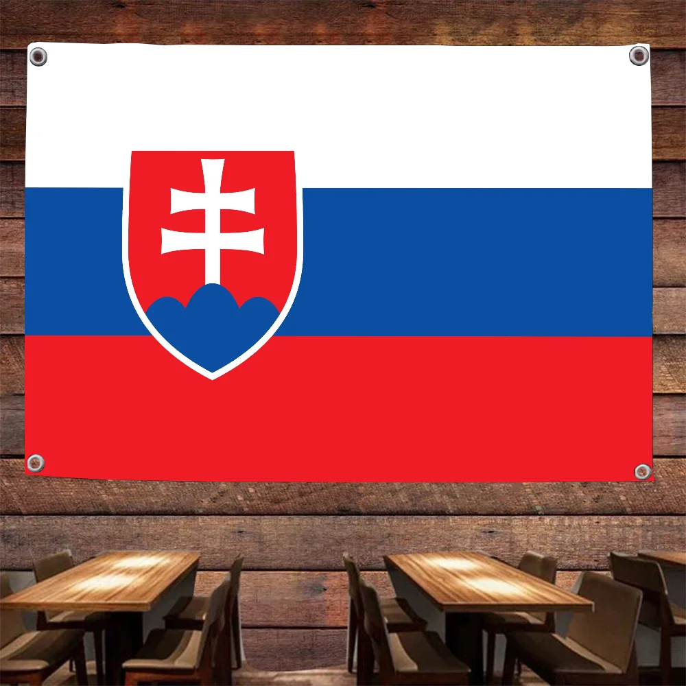 1pc Slovakia Flag Flags And Banners Four Hole Flag Polyester Outdoor Decor Room Aesthetic